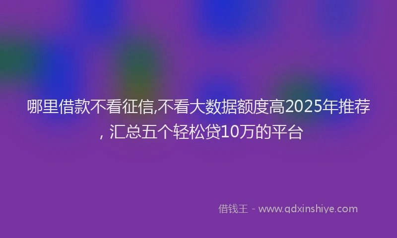 哪里借款不看征信,不看大数据额度高2025年推荐，汇总五个轻松贷10万的平台