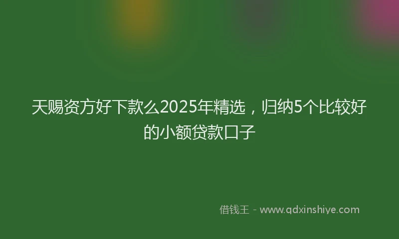 天赐资方好下款么2025年精选，归纳5个比较好的小额贷款口子
