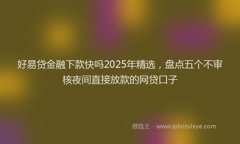 好易贷金融下款快吗2025年精选，盘点五个不审核夜间直接放款的网贷口子