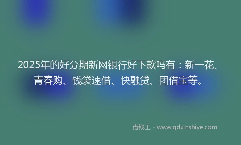 2025年的好分期新网银行好下款吗有：新一花、青春购、钱袋速借、快融贷、团借宝等。