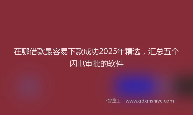 在哪借款最容易下款成功2025年精选，汇总五个闪电审批的软件