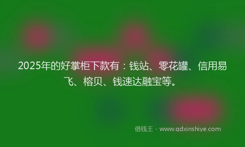 2025年的好掌柜下款有：钱站、零花罐、信用易飞、榕贝、钱速达融宝等。
