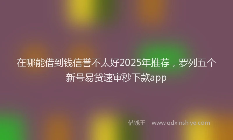 在哪能借到钱信誉不太好2025年推荐，罗列五个新号易贷速审秒下款app