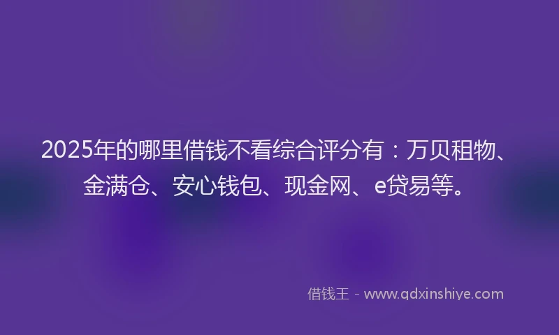 2025年的哪里借钱不看综合评分有：万贝租物、金满仓、安心钱包、现金网、e贷易等。