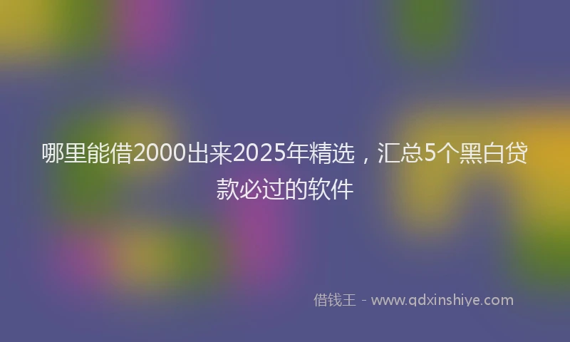 哪里能借2000出来2025年精选，汇总5个黑白贷款必过的软件