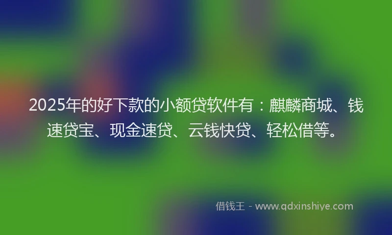 2025年的好下款的小额贷软件有：麒麟商城、钱速贷宝、现金速贷、云钱快贷、轻松借等。