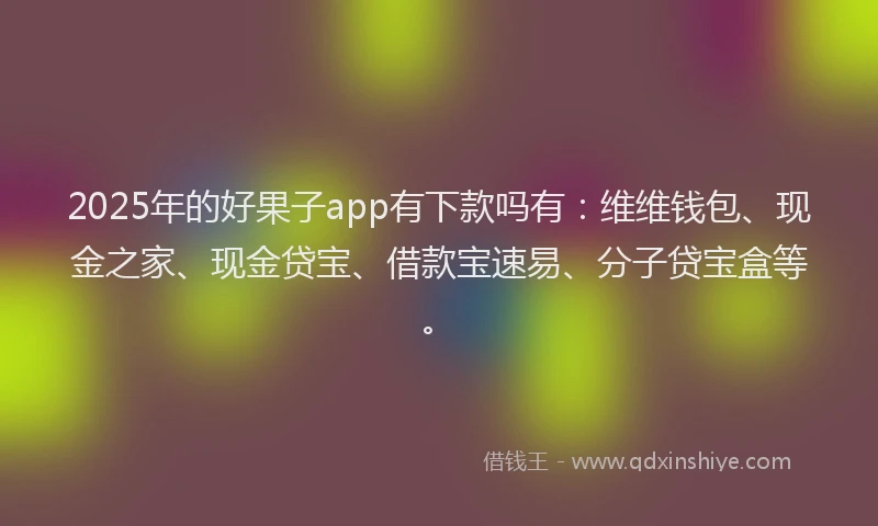 2025年的好果子app有下款吗有：维维钱包、现金之家、现金贷宝、借款宝速易、分子贷宝盒等。