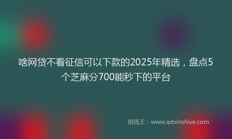 啥网贷不看征信可以下款的2025年精选，盘点5个芝麻分700能秒下的平台