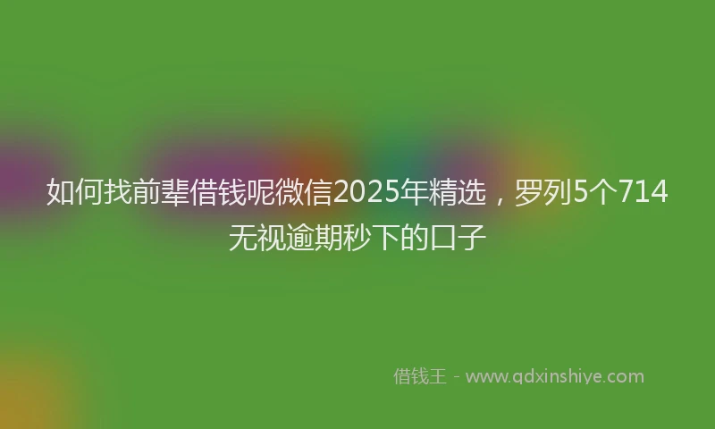 如何找前辈借钱呢微信2025年精选，罗列5个714无视逾期秒下的口子