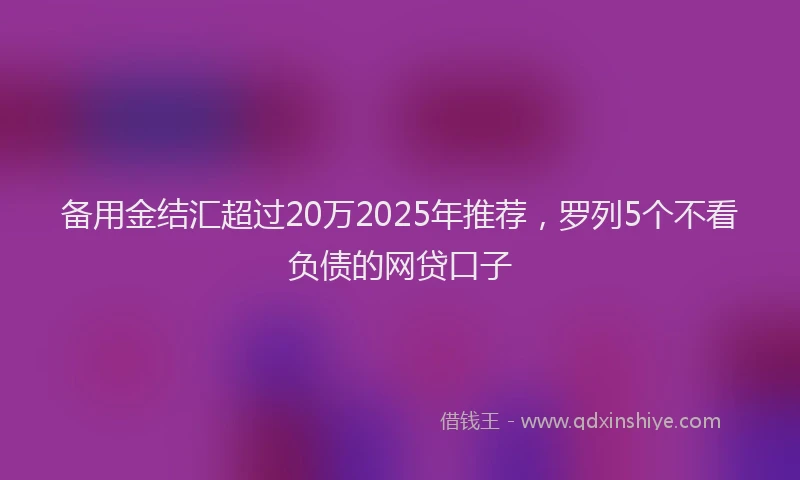 备用金结汇超过20万2025年推荐，罗列5个不看负债的网贷口子