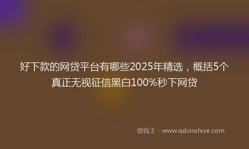 好下款的网贷平台有哪些2025年精选，概括5个真正无视征信黑白100%秒下网贷
