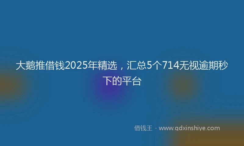 大鹅推借钱2025年精选，汇总5个714无视逾期秒下的平台