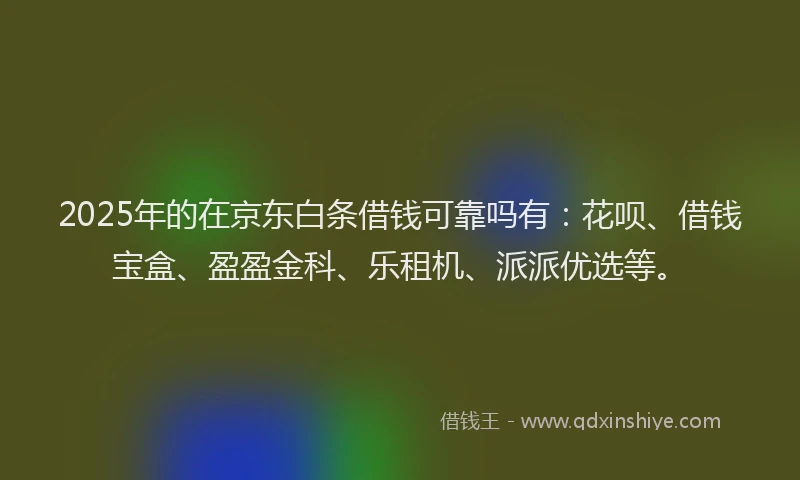 2025年的在京东白条借钱可靠吗有：花呗、借钱宝盒、盈盈金科、乐租机、派派优选等。