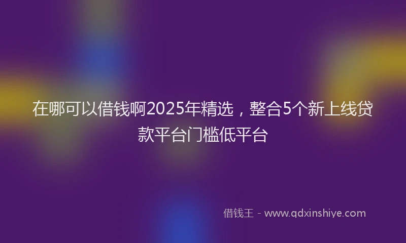 在哪可以借钱啊2025年精选，整合5个新上线贷款平台门槛低平台