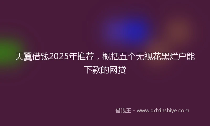 天翼借钱2025年推荐，概括五个无视花黑烂户能下款的网贷