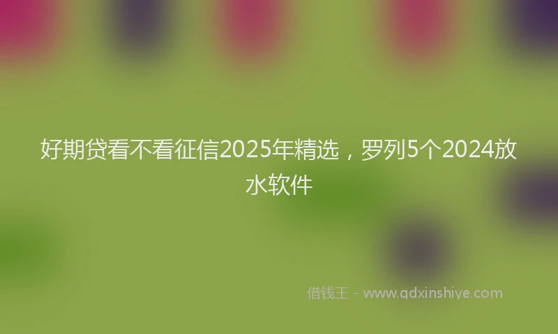 好期贷看不看征信2025年精选，罗列5个2024放水软件