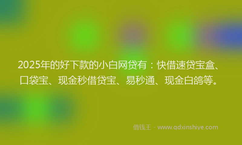 2025年的好下款的小白网贷有：快借速贷宝盒、口袋宝、现金秒借贷宝、易秒通、现金白鸽等。