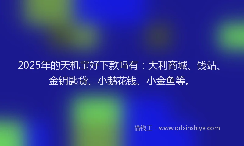2025年的天机宝好下款吗有：大利商城、钱站、金钥匙贷、小鹅花钱、小金鱼等。