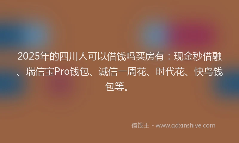 2025年的四川人可以借钱吗买房有：现金秒借融、瑞信宝Pro钱包、诚信一周花、时代花、快鸟钱包等。