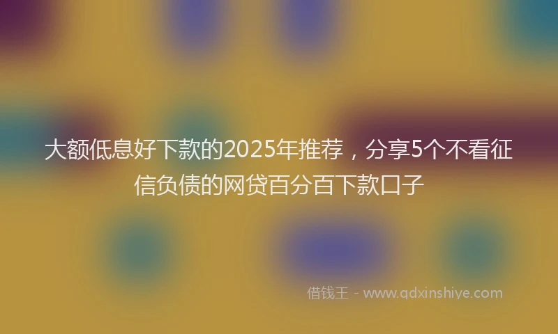 大额低息好下款的2025年推荐，分享5个不看征信负债的网贷百分百下款口子