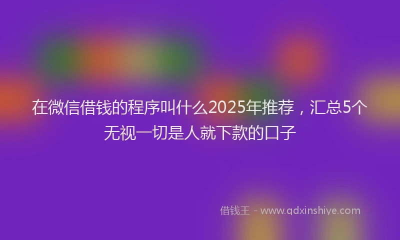在微信借钱的程序叫什么2025年推荐，汇总5个无视一切是人就下款的口子