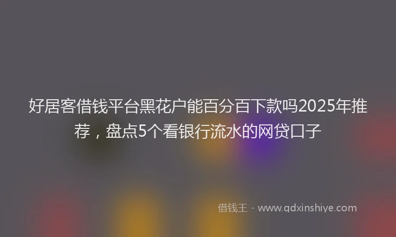 好居客借钱平台黑花户能百分百下款吗2025年推荐，盘点5个看银行流水的网贷口子