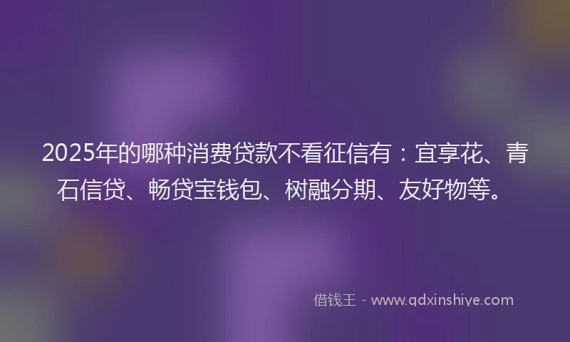 2025年的哪种消费贷款不看征信有：宜享花、青石信贷、畅贷宝钱包、树融分期、友好物等。