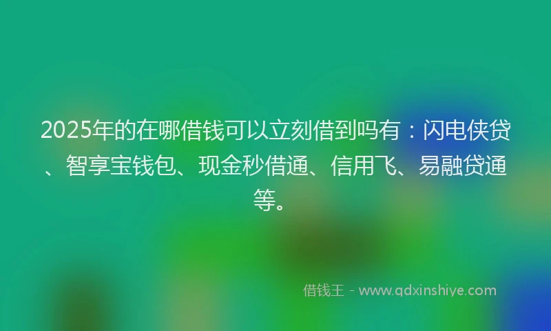 2025年的在哪借钱可以立刻借到吗有：闪电侠贷、智享宝钱包、现金秒借通、信用飞、易融贷通等。