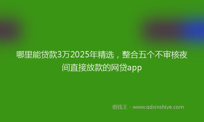 哪里能贷款3万2025年精选，整合五个不审核夜间直接放款的网贷app