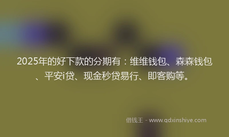 2025年的好下款的分期有：维维钱包、森森钱包、平安i贷、现金秒贷易行、即客购等。