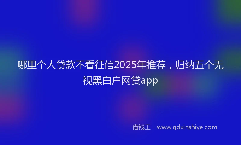 哪里个人贷款不看征信2025年推荐，归纳五个无视黑白户网贷app