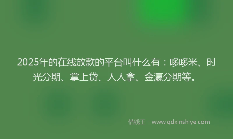 2025年的在线放款的平台叫什么有：哆哆米、时光分期、掌上贷、人人拿、金瀛分期等。