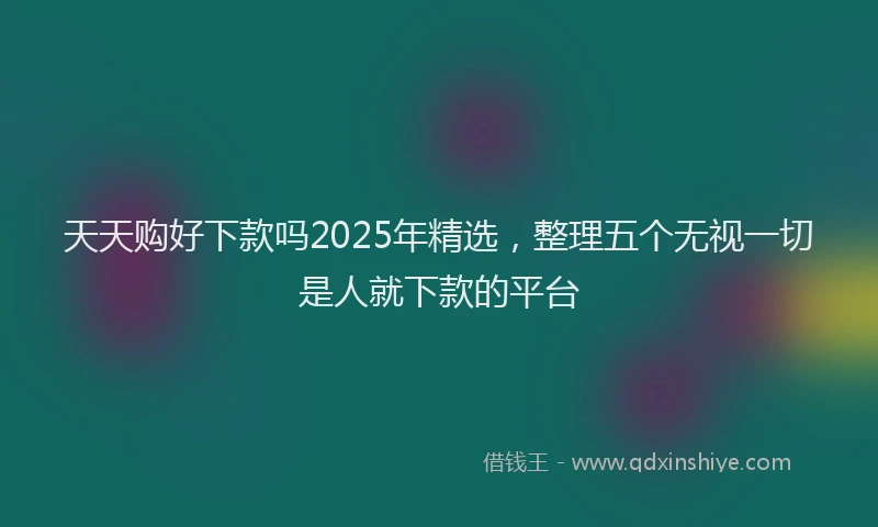 天天购好下款吗2025年精选，整理五个无视一切是人就下款的平台