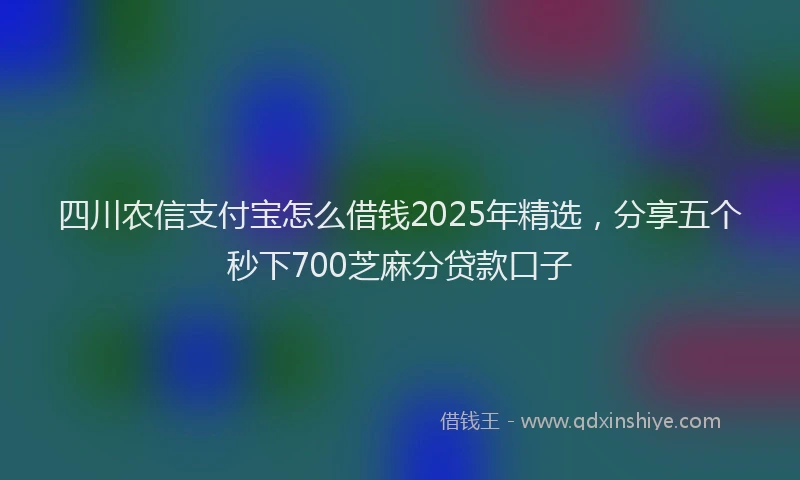 四川农信支付宝怎么借钱2025年精选，分享五个秒下700芝麻分贷款口子