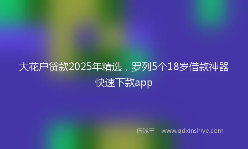 大花户贷款2025年精选，罗列5个18岁借款神器快速下款app