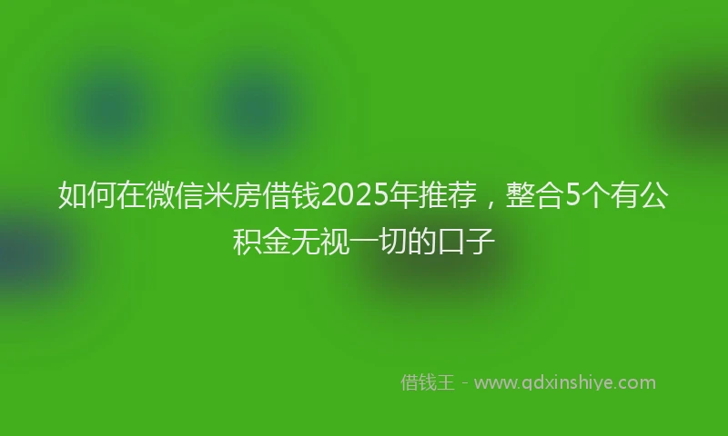 如何在微信米房借钱2025年推荐，整合5个有公积金无视一切的口子