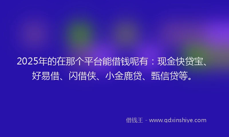 2025年的在那个平台能借钱呢有：现金快贷宝、好易借、闪借侠、小金鹿贷、甄信贷等。