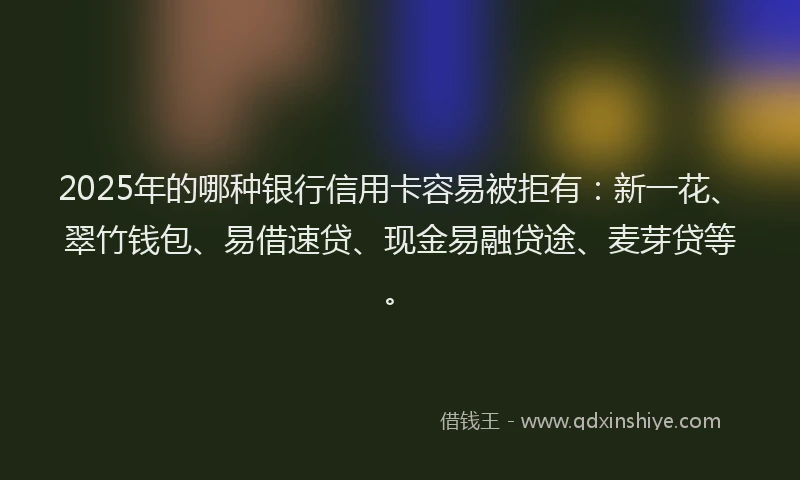 2025年的哪种银行信用卡容易被拒有：新一花、翠竹钱包、易借速贷、现金易融贷途、麦芽贷等。