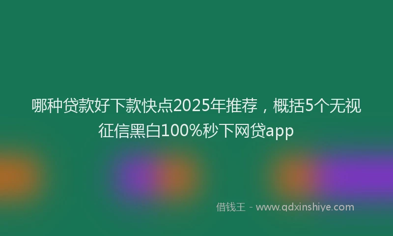 哪种贷款好下款快点2025年推荐，概括5个无视征信黑白100%秒下网贷app