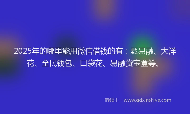 2025年的哪里能用微信借钱的有：甄易融、大洋花、全民钱包、口袋花、易融贷宝盒等。