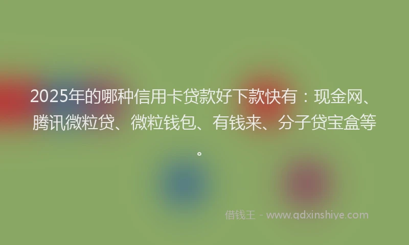 2025年的哪种信用卡贷款好下款快有：现金网、腾讯微粒贷、微粒钱包、有钱来、分子贷宝盒等。