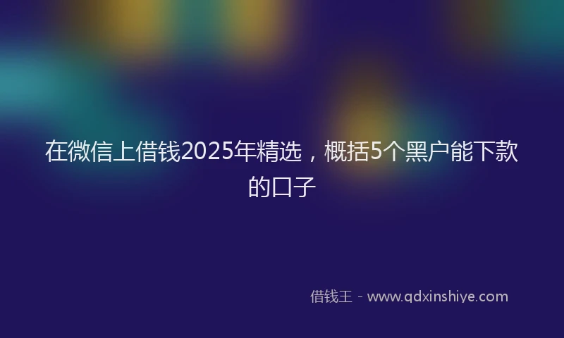 在微信上借钱2025年精选，概括5个黑户能下款的口子