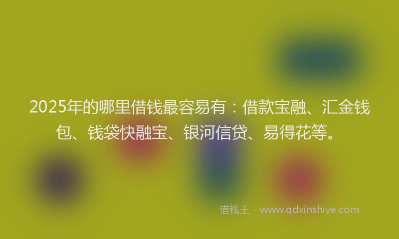 2025年的哪里借钱最容易有：借款宝融、汇金钱包、钱袋快融宝、银河信贷、易得花等。