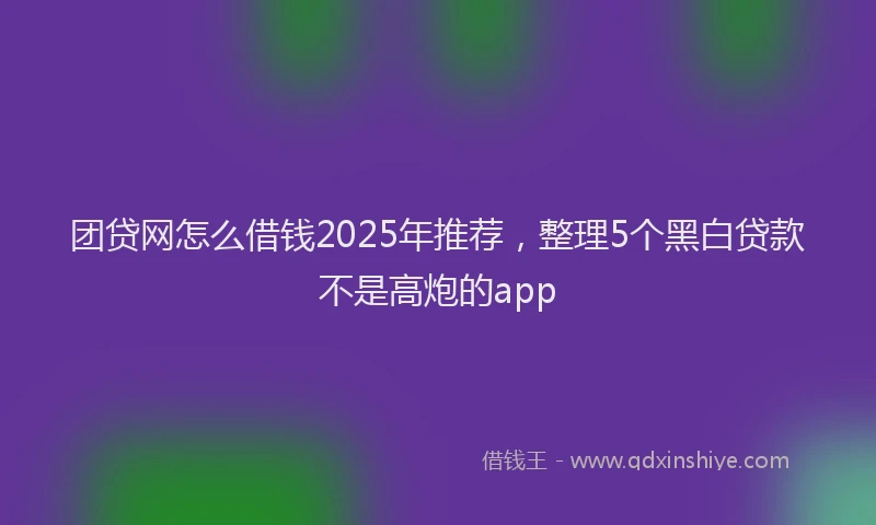 团贷网怎么借钱2025年推荐，整理5个黑白贷款不是高炮的app