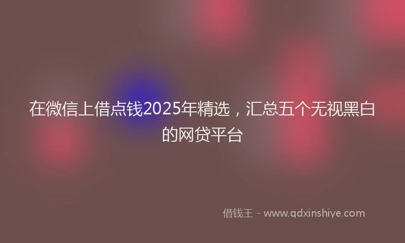 在微信上借点钱2025年精选，汇总五个无视黑白的网贷平台