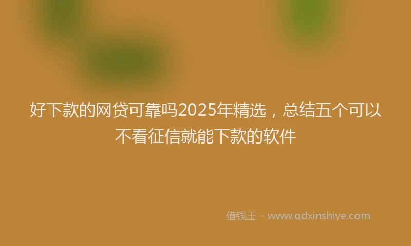 好下款的网贷可靠吗2025年精选，总结五个可以不看征信就能下款的软件