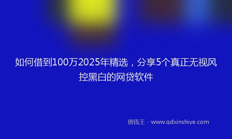 如何借到100万2025年精选，分享5个真正无视风控黑白的网贷软件