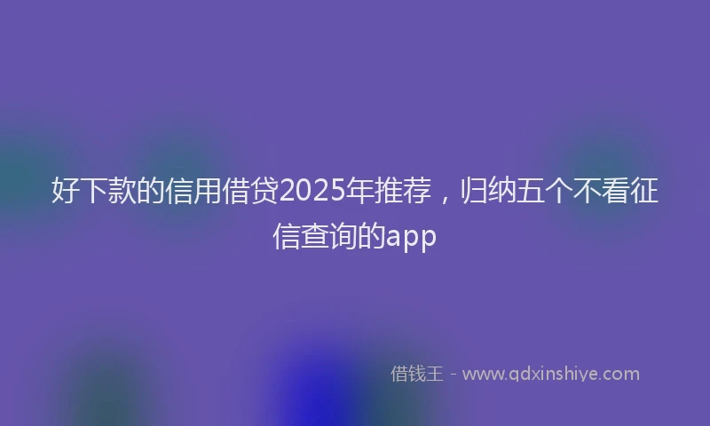 好下款的信用借贷2025年推荐，归纳五个不看征信查询的app