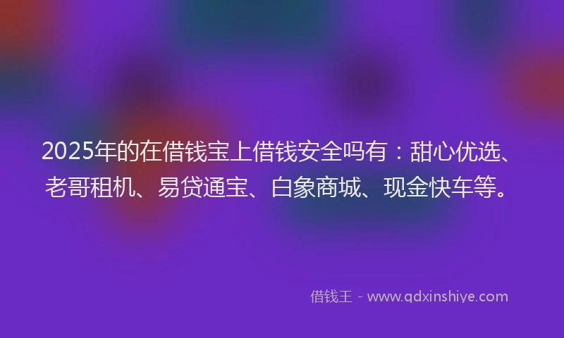 2025年的在借钱宝上借钱安全吗有：甜心优选、老哥租机、易贷通宝、白象商城、现金快车等。