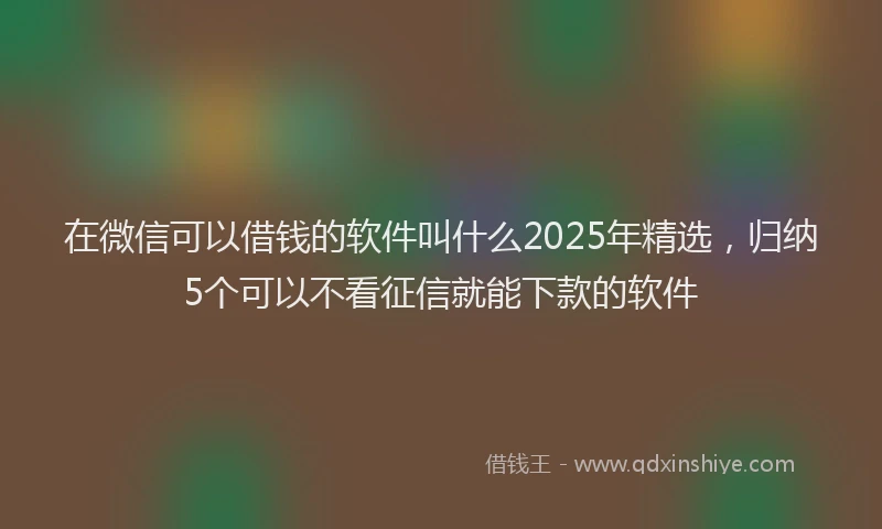 在微信可以借钱的软件叫什么2025年精选，归纳5个可以不看征信就能下款的软件